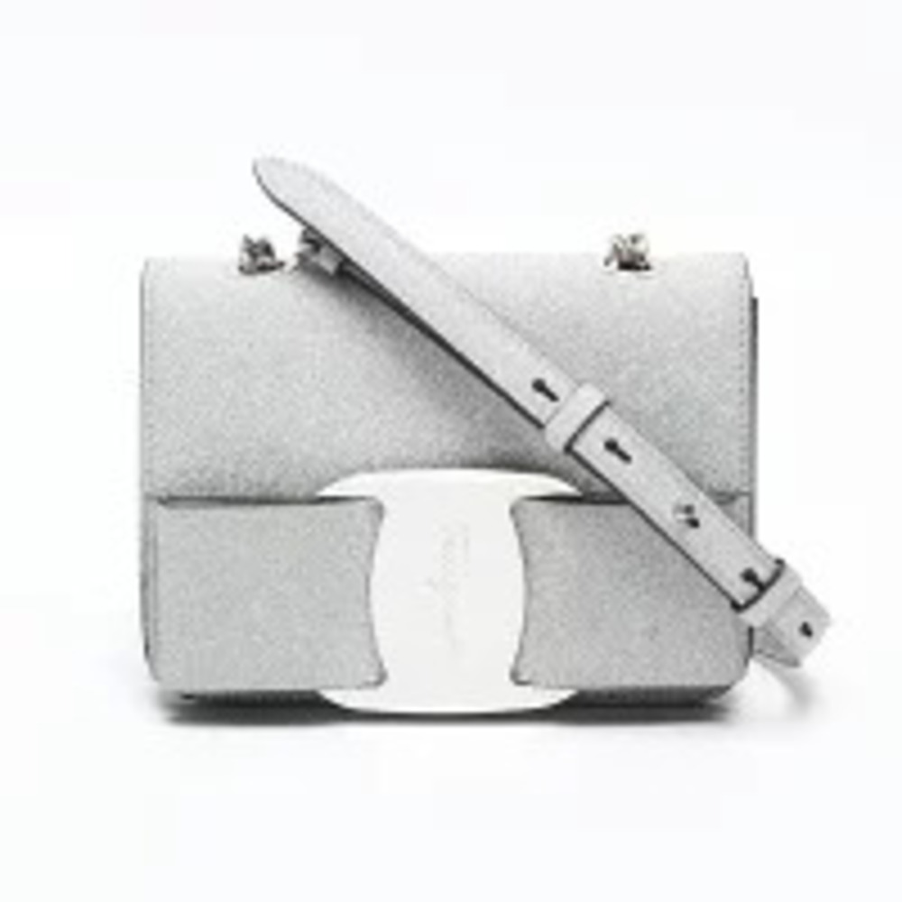 Salvatore Ferragamo Lame Vara Bag Silver Shoulder